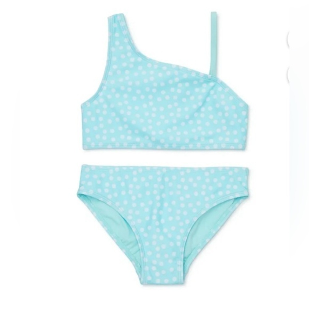New Wonder Nation Girls Bikini Swimsuit UPF 50 Aqua Blue Size XL 14-16 NWT